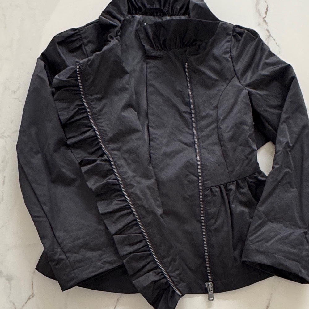 SISLEY Black Ruffled Girls Jacket - Picture 3 of 5